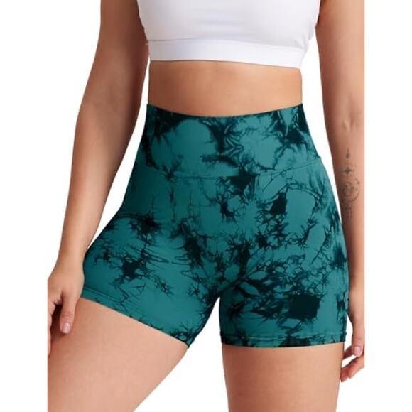 NEW Viral TikTok Black Seamless Tie Dye Scrunch Gym High Rise Short Shorts - Picture 5 of 16